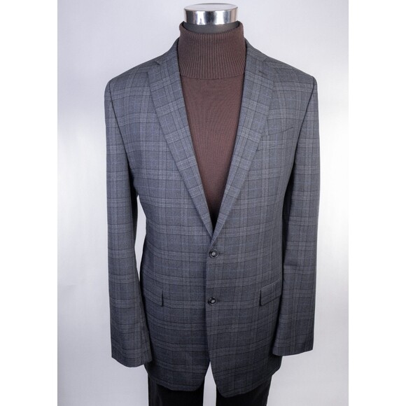 Calvin Klein Mens Two Button Plaid Blazer Wool Sport Coat Jacket Size 42XL - Picture 2 of 13